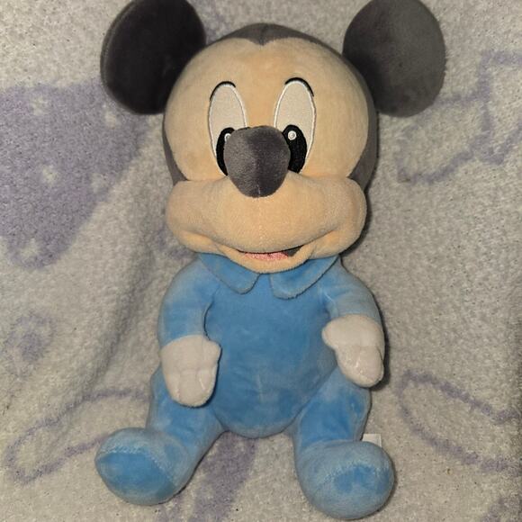 [DISNEY PARKS] Mickey Mouse Baby Pajama Stuffed Animal Plush 10"blu - Picture 1 of 6